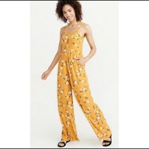 Marigold tie-back floral jumpsuit